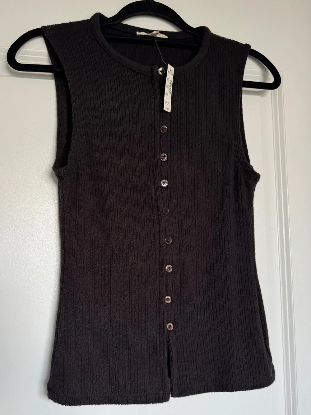 MADEWELL Women’s Pointelle Cutaway Vest Heather Molasses Size Small NY278 *NOTE* - Picture 4 of 10